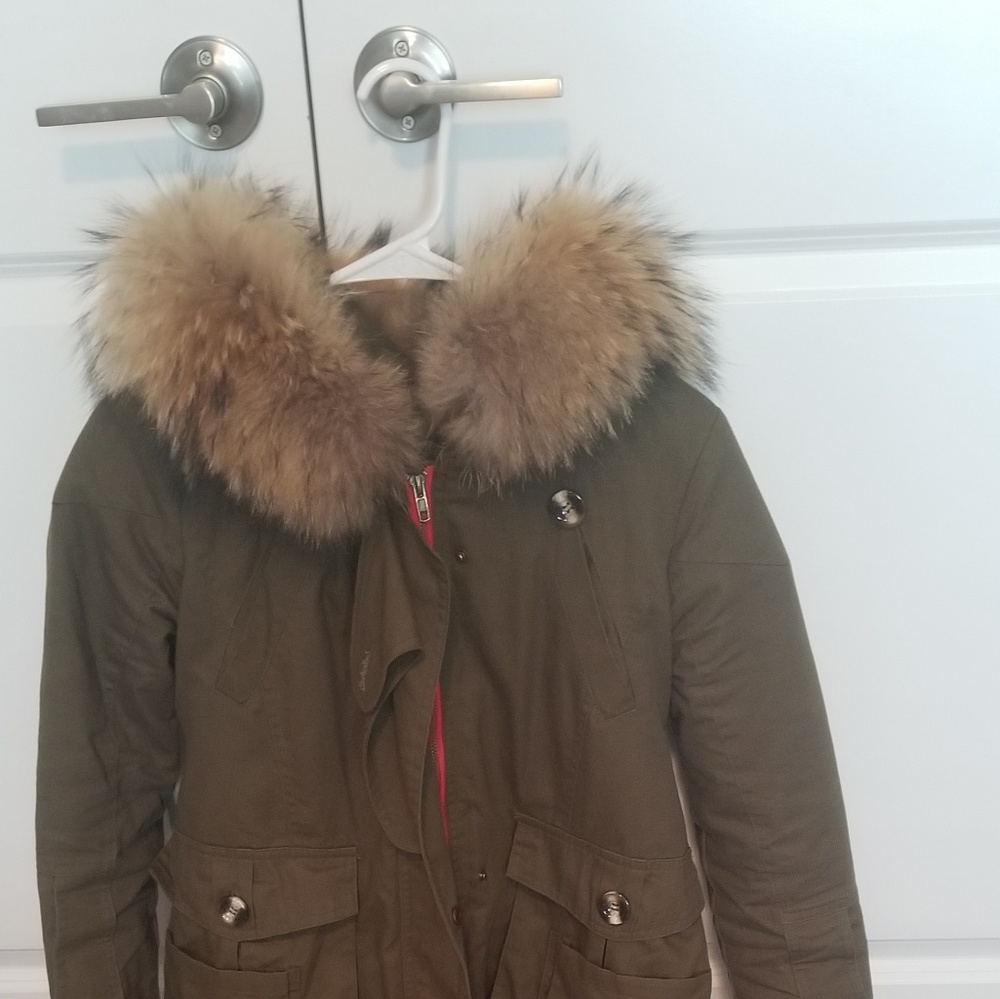 Fall/winter military  green parka with real fur